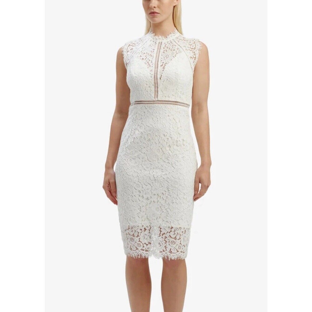 Bardot Lace Panel Dress In Orchid White Sz Lg New